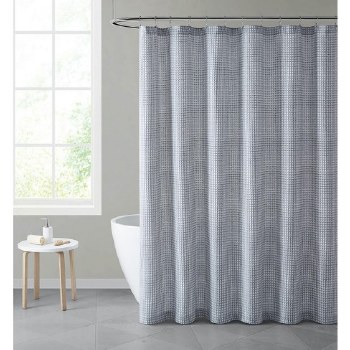 WAFFLE SHOWER CURTAIN-CHARCOAL