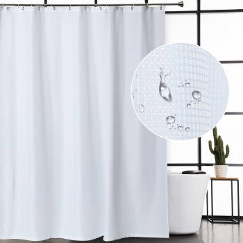 WAFFLE SHOWER CURTAIN-WHITE