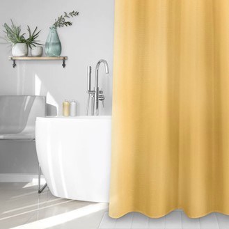 WAFFLE SHOWER CURTAIN-YELLOW