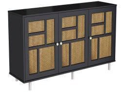 SIDEBOARD BLACK AND RATTAN