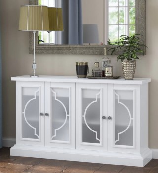 SIDEBOARD W/ 4 FROSTED DOORS-WHITE