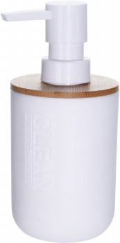 SOAP DISPENSER W/BAMBOO-WHITE