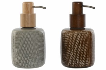 STONEWARE SOAP PUMP-GREY/ BROWN
