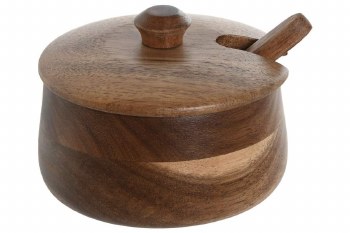 ACACIA SUGAR BOWL WITH SPOON