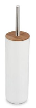 TOILET BRUSH W/BAMBOO & WHITE HOLDER