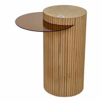 WOOD & GLASS ACCENT TABLE