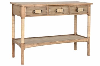 CONSOLE TABLE WOOD & RATTAN