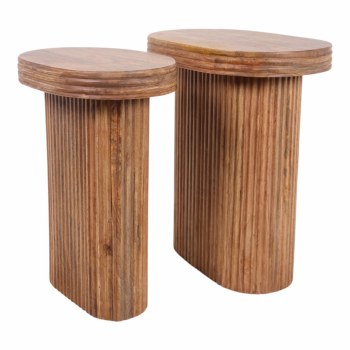 MANGO WOOD SIDE TBL W/GROOVES S/2