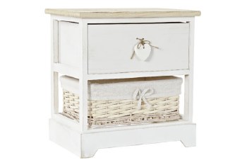 NIGHTSTAND  W/ BASKET-WHITE