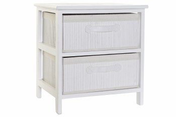 NIGHTSTAND W/2 BAMBOO DRAWERS-WHITE