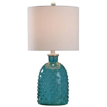 BLISTERED GLASS TABLE LAMP-BLUE