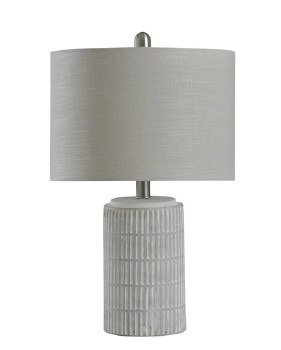 CARVED COLUMN TABLE LAMP EGGSHELL