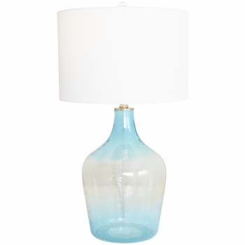 GLASS TABLE LAMP- AQUA/CLEAR