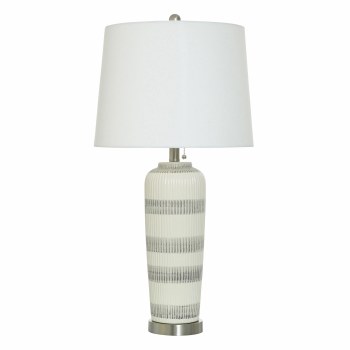 GREY & WHITE STRIPE TABLE LAMP