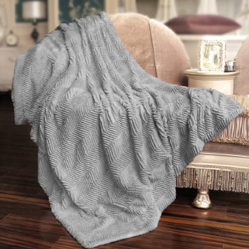 HERRINGBONE THROW-SILVER