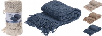 WOVEN COTTON THROW - 3 ASST