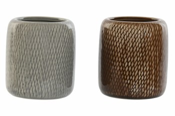 STONEWARE TUMBLER-GREY/BROWN