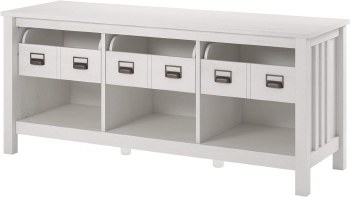 WHITE TV STAND W/3 DRAWERS & 3 SHELVES