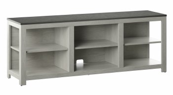 WHITE WOOD TV STAND W/SHELVES