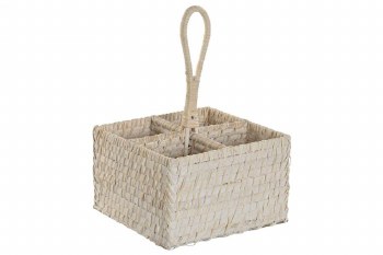 UTENSIL HLDR RATTAN WHT