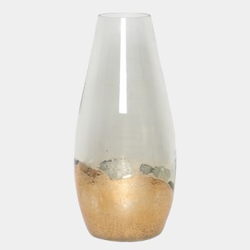 CLEAR & GOLD GLASS VASE-SMALL