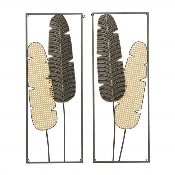 METAL LEAF WALL DECOR-SET/2