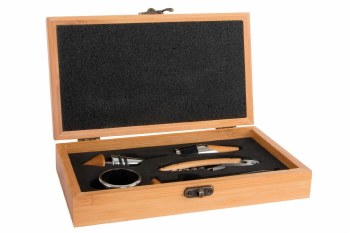 BAMBOO WINE SET BOX-NATURAL- 5 PIECE