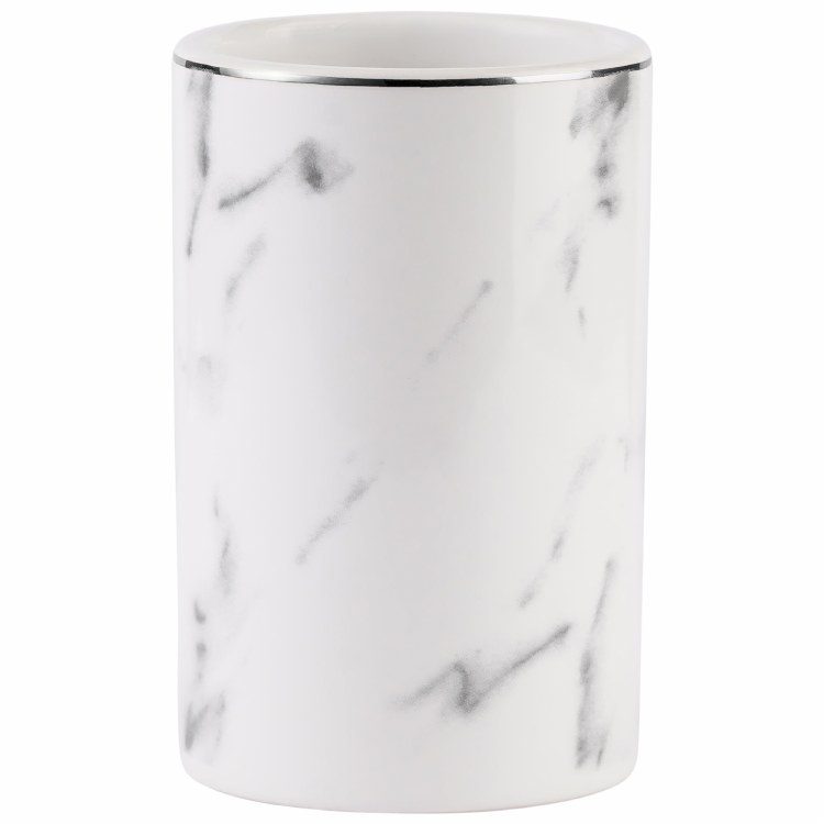 MARBLE TUMBLER-WHITE/SILVER