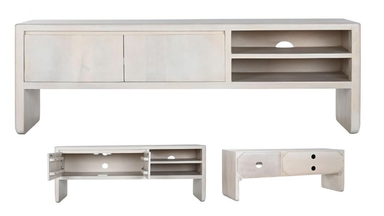 MANGO WOOD WHITE TV CABINET