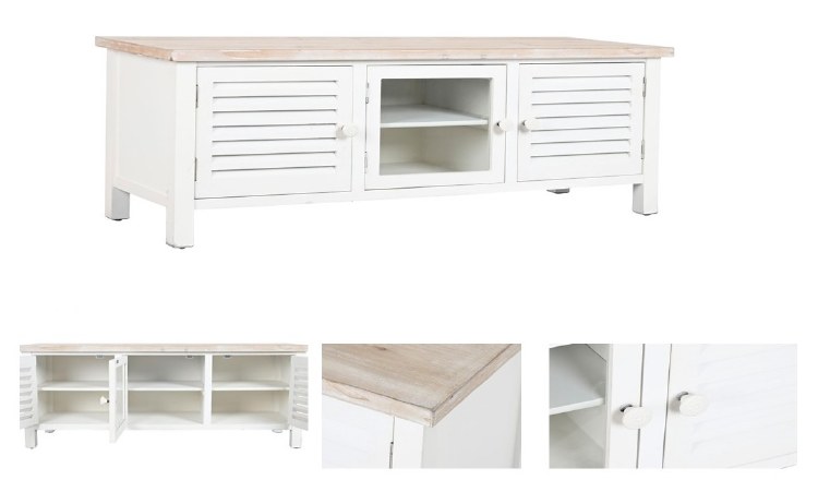 SPRUCE WHITE TV CABINET W/3 DOORS & 2 SHELVES