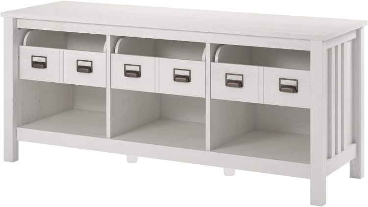 WHITE TV STAND W/3 DRAWERS & 3 SHELVES