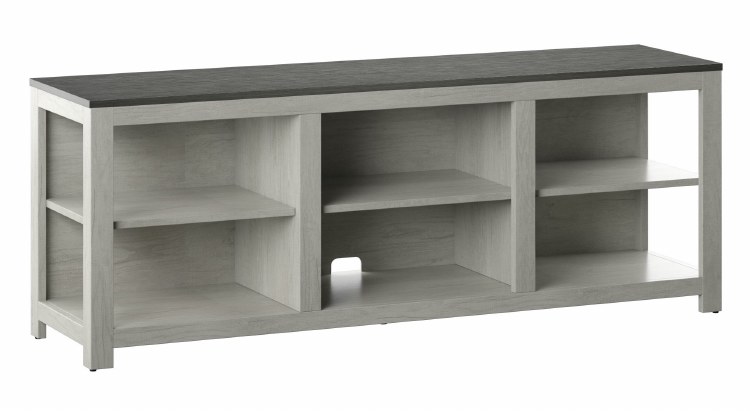 WHITE WOOD TV STAND W/SHELVES