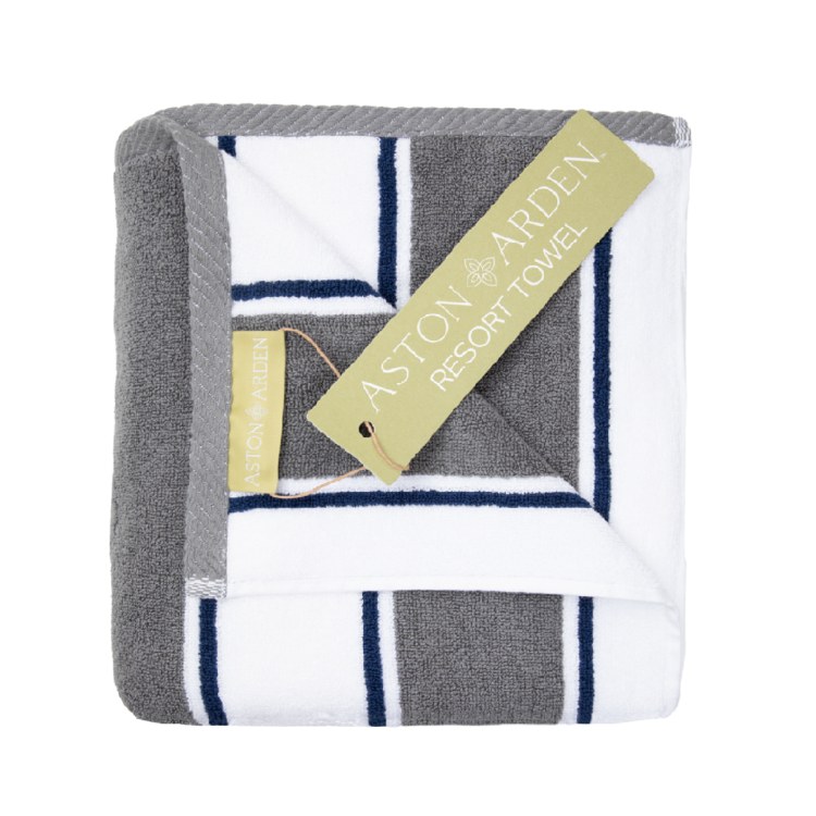 STRIPE BEACH TOWEL- ( BLUE/GREY)