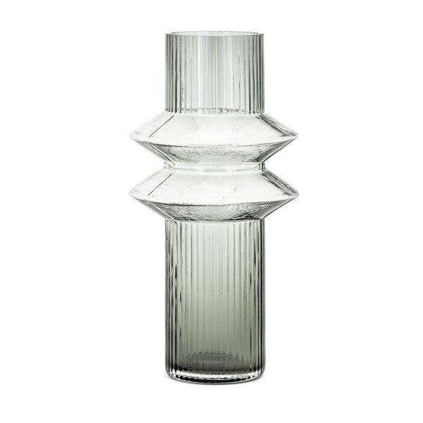 AZZAIRE GLASS VASE-SMOKED GREY-LARGE