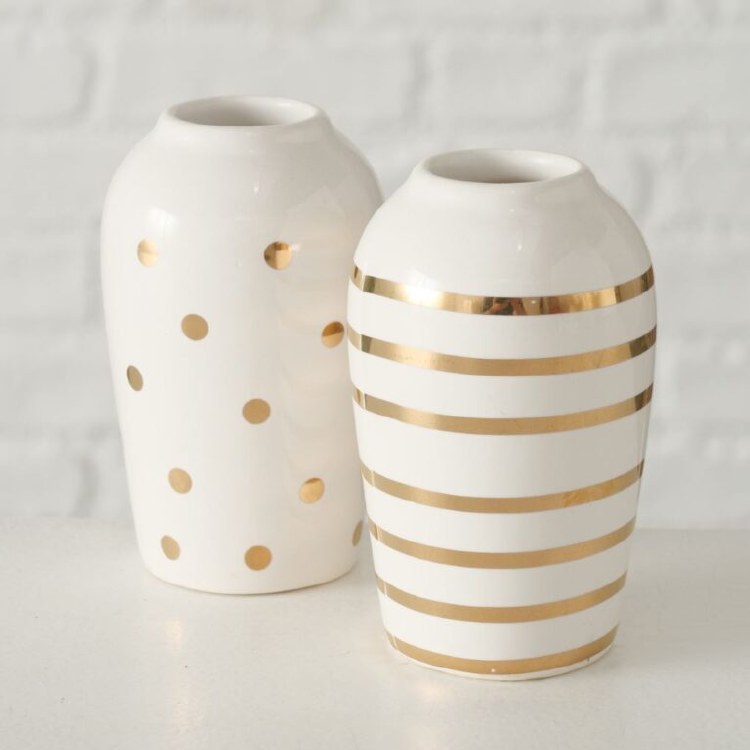 BEGUNA VASE-WHITE & GOLD