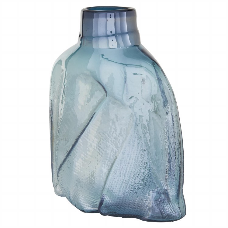 GLASS VAS-BLUE/GREY-SMALL