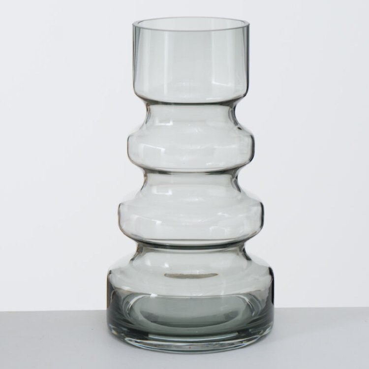 MEANDRA GLASS VASE-GREY