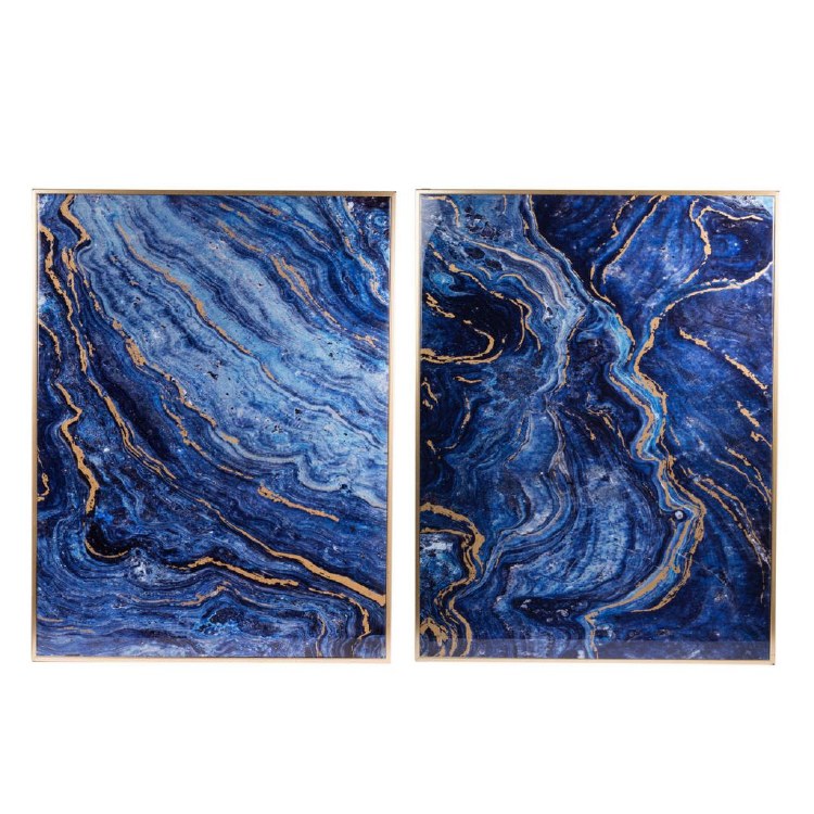 BLUE & GOLD MARBLE WALL PRINT