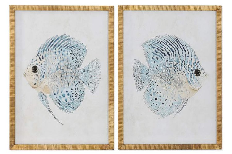 WALL ART RATTAN FISH- 2 AST