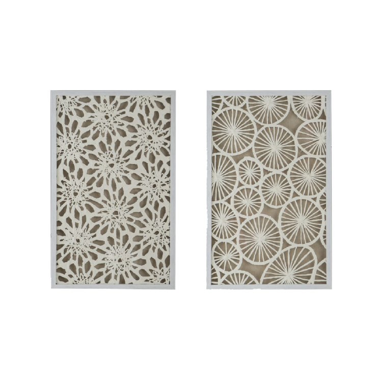 WHITE SHADOW BOX WALL DECOR-SET/2