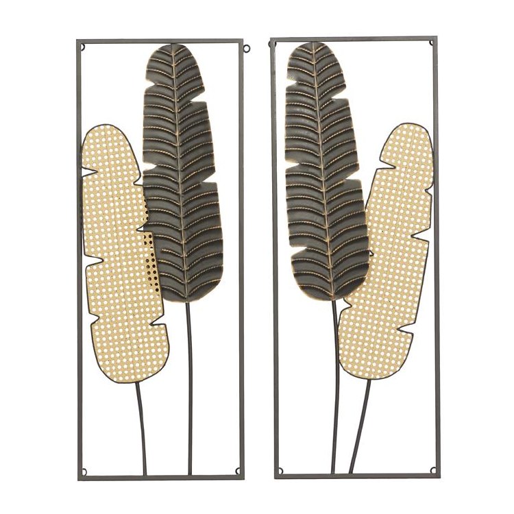 METAL LEAF WALL DECOR-SET/2