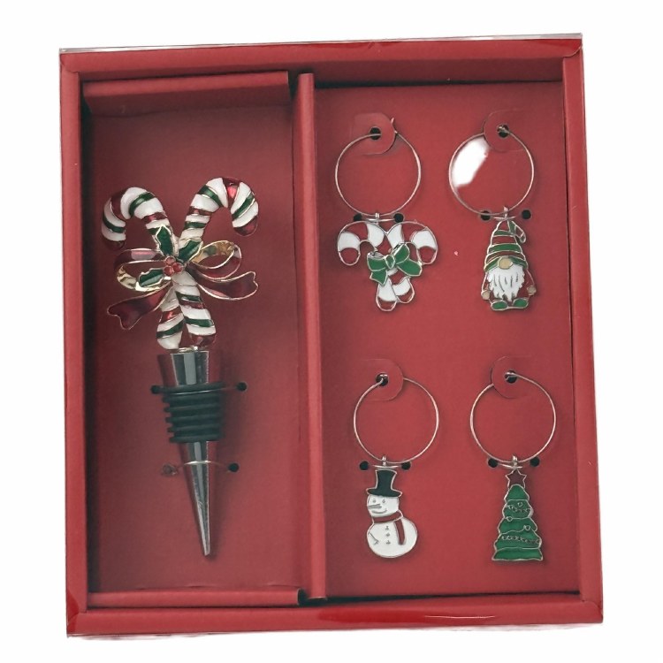 WINE CHARM & STOPPER S/4