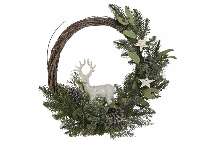 GREEN WREATH W/REINDEER
