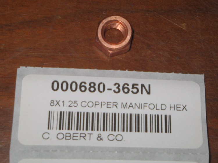 8X1.25 COPPER MANIFOLD HEX NUT
