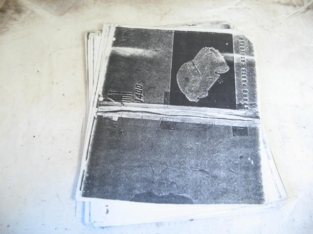 INCOMPLETE PARTS BOOK, COPY