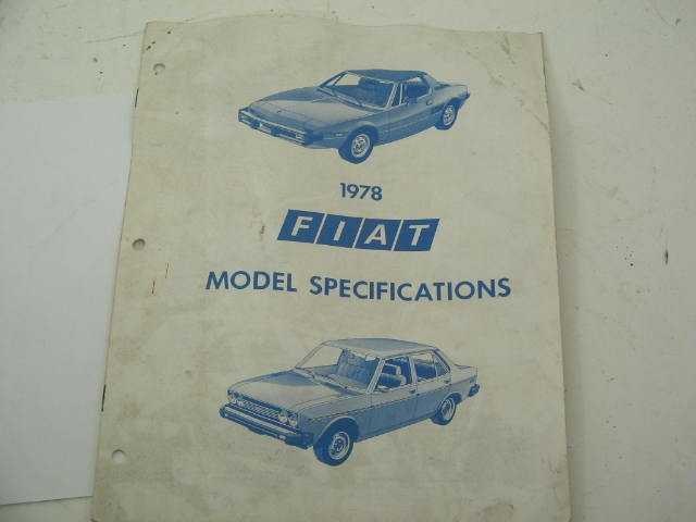 1978 SPECIFICATION SHEET, COPY