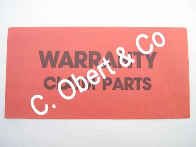 OFFICAL WARRANTY PARTS LABEL