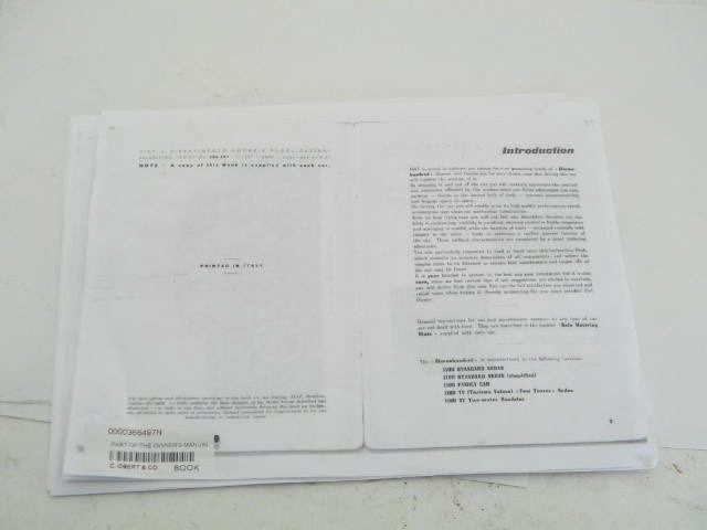 PART OF THE OWNER'S MANUAL
