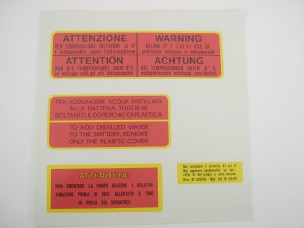 STICKERS FOR ENGINE COMPARTMNT