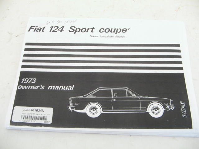 1973 OWNERS MANUAL, COPY